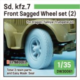 DEF.MODEL[DW30061]1/35 WWII ドイツSd.kfz.7 8tハーフトラック用自重変形前輪タイヤセットパターン2(タミヤ/トランペッター/ドラゴン用)