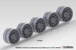 画像3: DEF.MODEL[DW30065]1/35 WWII ソビエト焼け焦げたT-34/85用転輪セットスパイダーウェブ型 片側5個入(各社T-34/85用)