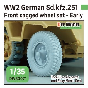 画像1: DEF.MODEL[DW30071]1/35 WWIIドイツSd.kfz.251ハノマーク用初期型自重変形フロントタイヤセット(各社キット対応) (1)