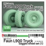 DEF.MODEL[DW30080]1/35 WWII ドイツ FAUN L900大型トラック 自重変形タイヤセット＃1(ダスヴェルク用)
