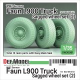 DEF.MODEL[DW30081]1/35 WWII ドイツ FAUN L900大型トラック 自重変形タイヤセット＃2(ダスヴェルク用)