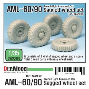 画像1: DEF.MODEL[DW35098]1/35 現用仏 AML-60/90 自重変形タイヤセット(タコム用) (1)