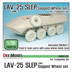 画像1: DEF.MODEL[DW35102]1/35 現用米 LAV-25 SLEP 自重変形タイヤ(トラペ用)