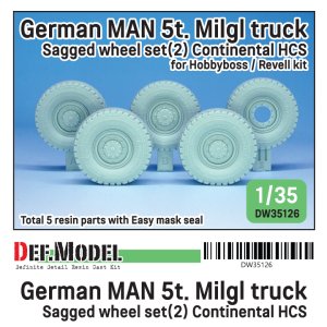 画像1: DEF.MODEL[DW35126]1/35 現用 ドイツ連邦軍5t軍用トラック用自重変形タイヤセット2(ホビーボス/レベル用) (1)