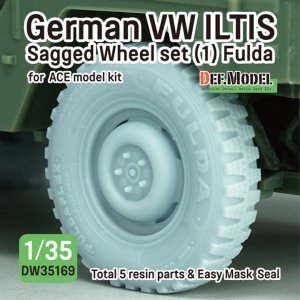 画像1: DEF.MODEL[DW35169]1/35 現用 ドイツ VWイルティス四輪駆動小型軍用車(Type183)用 自重変形タイヤセット＃1 フルダタイプ(ACE用) (1)