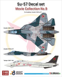 画像1: DEF.MODEL[JD48003]1/48 現用 ロシアSu-57&F-14デカールセット ムービーコレクションNo.9「トップガン」2022(タミヤ/ズベズダ用) (1)