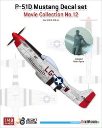 DEF.MODEL[JD48005]1/48 WWII アメリカ陸軍航空隊戦闘機 P-51Dマスタング デカール/フィギュアセット ムービーコレクションNo.12「トップガン」2022(タミヤ用)