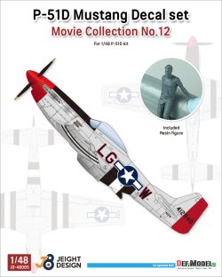 画像1: DEF.MODEL[JD48005]1/48 WWII アメリカ陸軍航空隊戦闘機 P-51Dマスタング デカール/フィギュアセット ムービーコレクションNo.12「トップガン」2022(タミヤ用)