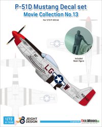 DEF.MODEL[JD72008]1/72 WWII アメリカ陸軍航空隊戦闘機 P-51Dマスタング デカール/フィギュアセット ムービーコレクションNo.13「トップガン」2022(タミヤなど用)