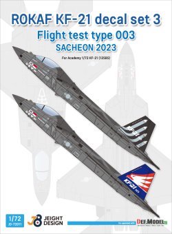 画像1: DEF.MODEL[JD72011]1/72 現用 韓国空軍 KF-21ボラメ用デカールセット＃3 試作003号機 サチョン基地2023(アカデミー用)