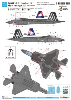 画像3: DEF.MODEL[JD72011]1/72 現用 韓国空軍 KF-21ボラメ用デカールセット＃3 試作003号機 サチョン基地2023(アカデミー用)