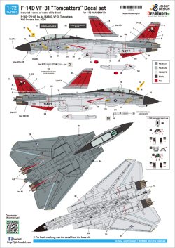 画像3: DEF.MODEL[JD72013]1/72 現用 アメリカ海軍 F-14Dトムキャットデカールセット VF-31トムキャッターズ(アカデミー用)