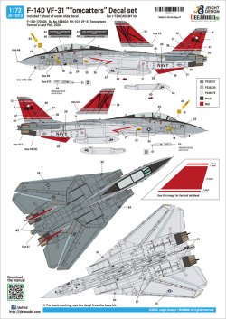 画像4: DEF.MODEL[JD72013]1/72 現用 アメリカ海軍 F-14Dトムキャットデカールセット VF-31トムキャッターズ(アカデミー用)