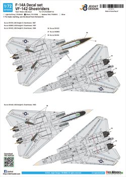 画像4: DEF.MODEL[JD72015]1/72 現用 アメリカ海軍艦上戦闘機F-14Aデカールセット VF-142ゴーストライダーズ(アカデミー用)