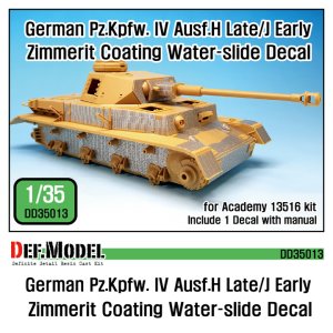画像1: DEF.MODEL[DD35013]1/35 WWII 独IV号戦車H型後期型/J型初期型ツメリットコーティングデカールセット(アカデミー用) (1)