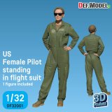 DEF.MODEL[DF32001]1/32 現用 アメリカ フライトスーツ着用の女性パイロット