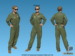 画像5: DEF.MODEL[DF32001]1/32 現用 アメリカ フライトスーツ着用の女性パイロット
