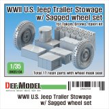 DEF.MODEL[DM35104]1/35 WWII 米陸軍 ウィリスMB用トレーラー積載物&自重変形タイヤセット(タコム ブロンコ用)