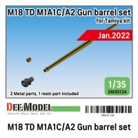 DEF.MODEL[DM35124]1/35 WWII アメリカ陸軍駆逐戦車M18ヘルキャット 76mm砲M1A1C/A2真ちゅう製砲身セット(タミヤ用)