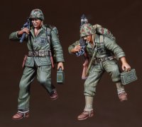 DEF.MODEL[DO35C11]1/35 WWII米 斜面を下る海兵隊機銃チーム(2体セット)