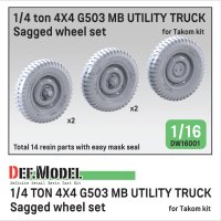 DEF.MODEL[DW16001]1/16 WII アメリカ 1/4トン 4x4 G503 MBユーティリティトラック 自重変形タイヤセット(タコム用)