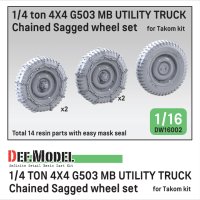 DEF.MODEL[DW16002]1/16 WII アメリカ 1/4トン 4x4 G503 MBユーティリティトラック スノーチェーン付自重変形タイヤセット(タコム用)