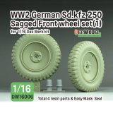 DEF.MODEL[DW16006]1/16 WWII ドイツ Sd.Kfz.250装甲ハーフトラック 自重変形タイヤセット＃1(ダスヴェルク用)