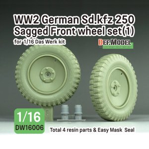 画像1: DEF.MODEL[DW16006]1/16 WWII ドイツ Sd.Kfz.250装甲ハーフトラック 自重変形タイヤセット＃1(ダスヴェルク用) (1)