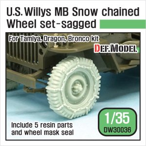 画像1: DEF.MODEL[DW30036]1/35 WWII米 ウィリスジープ タイヤセット /wスノーチェーン(タミヤ/DML/ブロンコ用) (1)