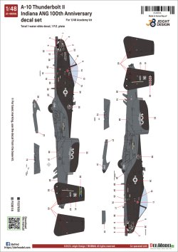画像4: DEF.MODEL[JD48006]1/48 現用 アメリカ空軍 A-10Cデカールセット インディアナ州空軍100周年記念塗装(アカデミー用)