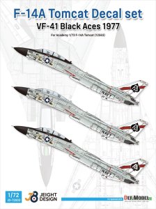 画像1: DEF.MODEL[JD72003]1/72 現用 アメリカ海軍艦上戦闘機F-14Aデカールセット VF-41ブラックエース1977(アカデミー) (1)