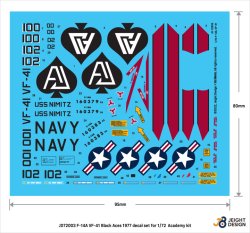 画像2: DEF.MODEL[JD72003]1/72 現用 アメリカ海軍艦上戦闘機F-14Aデカールセット VF-41ブラックエース1977(アカデミー)