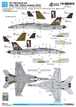 画像3: DEF.MODEL[JD72016]1/72 現用 アメリカ海軍艦上電子戦機EA-18Gグラウラー デカールセット VAQ-138イエロージャケッツ(アカデミーなど用)