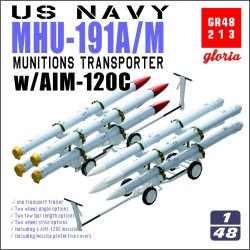 画像1: E.T.MODEL[GR48213]1/48 現用 アメリカ海軍 MHU-191A/M弾薬運搬車 w/AIM-120C空対空ミサイル