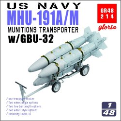 画像1: E.T.MODEL[GR48214]1/48 現用 アメリカ海軍 MHU-191A/M弾薬運搬車 w/GBU-32 1000ポンド爆弾