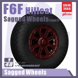 画像1: E.T.MODEL[GR48306A]1/48 WWII アメリカ F6Fヘルキャット 自重変形タイヤセット タイプ1(エデュアルド用)