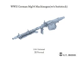 画像1: E.T.MODEL[P16-004]1/16 WWII ドイツ MG34機関銃(銃床無し)(3Dプリンター)