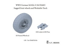 E.T.MODEL[P35-062]1/35 WWII ドイツ Sd.Kfz.9 18トン重ハーフトラック FAMO(ファモ)用自重変形タイヤ&可動式履帯セット(タミヤ用)