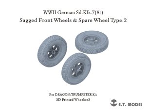 画像1: E.T.MODEL[P35-133]1/35 WWII ドイツ Sd.Kfz.7 8トンハーフトラック用 自重変形タイヤ/スペアタイヤセット タイプ2(ドラゴン/トランペッター用) (1)
