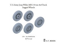 E.T.MODEL[P35-156]1/35 WWII アメリカ ジープ・ウィリスMB 1/4トン4x4トラック用自重変形タイヤ(タミヤ用)