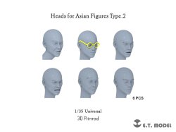 画像1: E.T.MODEL[P35-340]1/35 汎用 アジア系フィギュアヘッドセット タイプ2(6個入)