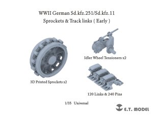 画像1: E.T.MODEL[P35-405]1/35 WWII ドイツ Sd.Kfz.251装甲兵員輸送車/Sd.Kfz.11 3トンハーフトラック用連結可動履帯/起動輪/誘導輪基部セット 初期タイプ (1)