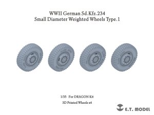 画像1: E.T.MODEL[P35-101]1/35 WWII ドイツ重装甲車Sd.Kfz.234用小径ホイール自重変形タイヤセットType.1(3Dプリンター ドラゴン用) (1)