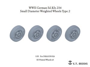 画像1: E.T.MODEL[P35-102]1/35 WWII ドイツ重装甲車Sd.Kfz.234用小径ホイール自重変形タイヤセットType.2(3Dプリンター ドラゴン用) (1)