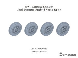 画像1: E.T.MODEL[P35-103]1/35 WWII ドイツ重装甲車Sd.Kfz.234用小径ホイール自重変形タイヤセットType.3(3Dプリンター ドラゴン用) (1)