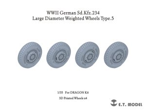 画像1: E.T.MODEL[P35-105]1/35 WWII ドイツ重装甲車Sd.Kfz.234用大径ホイール自重変形タイヤセットType.5(3Dプリンター ドラゴン用) (1)