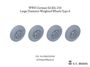 画像1: E.T.MODEL[P35-106]1/35 WWII ドイツ重装甲車Sd.Kfz.234用大径ホイール自重変形タイヤセットType.6(3Dプリンター ドラゴン用) (1)