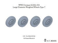 E.T.MODEL[P35-107]1/35 WWII ドイツ重装甲車Sd.Kfz.234用大径ホイール自重変形タイヤセットType.7(3Dプリンター ドラゴン用)