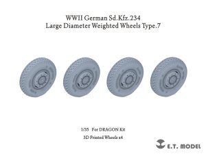 画像1: E.T.MODEL[P35-107]1/35 WWII ドイツ重装甲車Sd.Kfz.234用大径ホイール自重変形タイヤセットType.7(3Dプリンター ドラゴン用) (1)