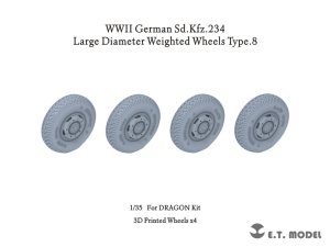 画像1: E.T.MODEL[P35-108]1/35 WWII ドイツ重装甲車Sd.Kfz.234用大径ホイール自重変形タイヤセットType.8(3Dプリンター ドラゴン用) (1)